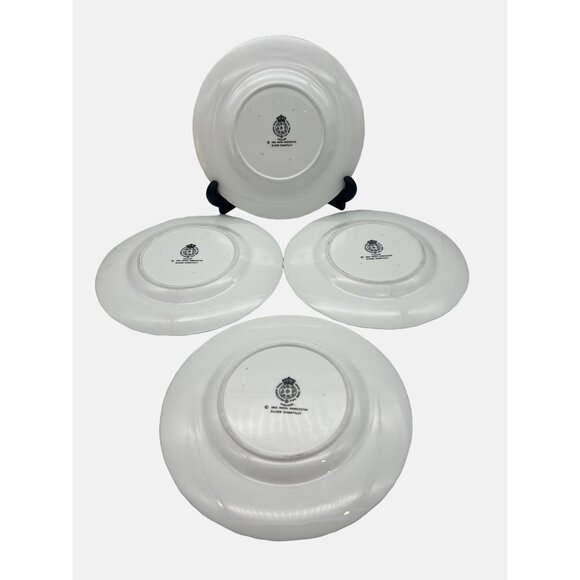 Royal Worcester Silver Chantilly 4 Salad Plates Fine Bone China Platinum Trim - Picture 2 of 6